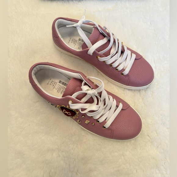 Dolce & Gabbana Pink Leather Sneakers - size 37.5 - Picture 6 of 9